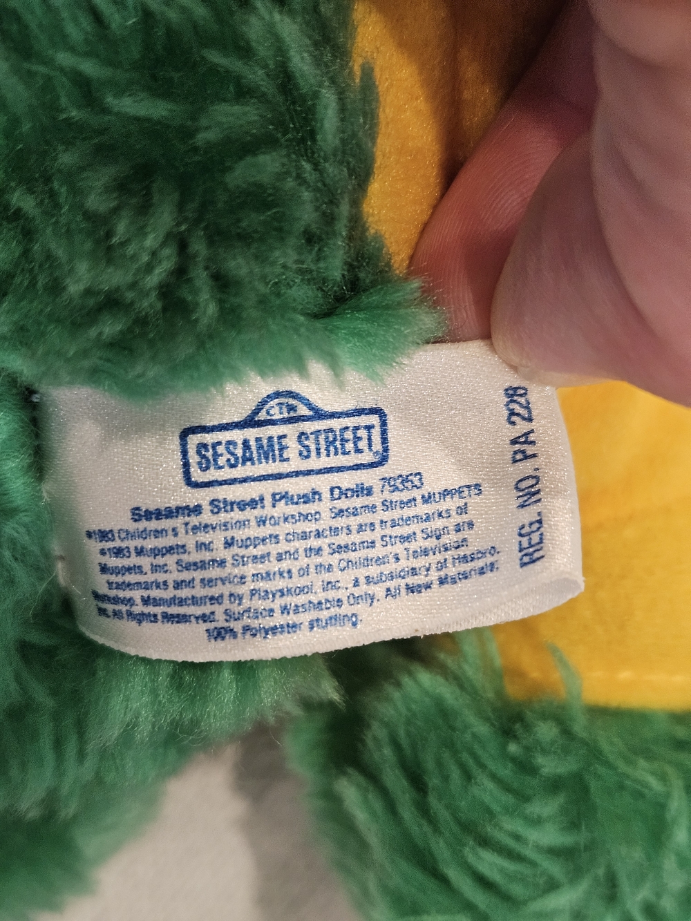 Vintage Playskool Sesame Street Oscar The Grouch Plush 1980's Hasbro Softies 8'' - Picture 4 of 8